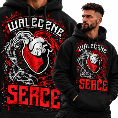 BLUZA Z KAPTUREM SPORTY WALKI  WALECZNE SERCE